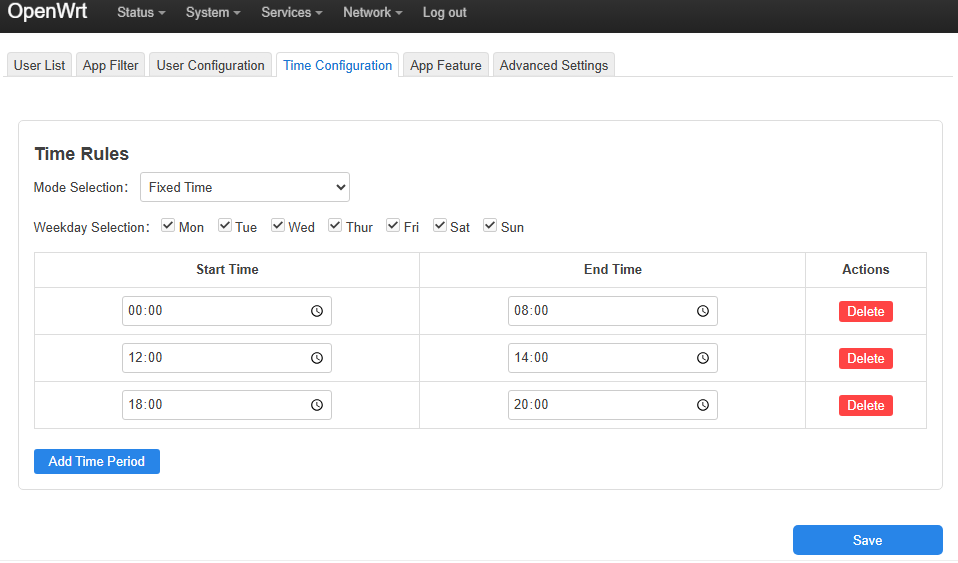 OAF Time Settings